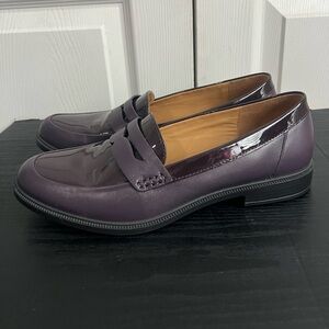 HOTTER Dorset Womens 9 (US) M Penny Loafers Shoes Patent Black Leather SlipOn